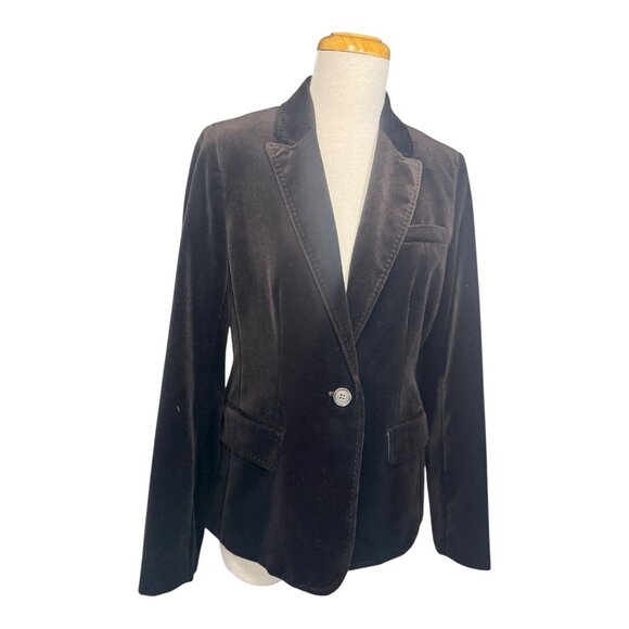 Vintage J.Crew Womens Brown Velvet Blazer Jacket Size 10 Green Label - Picture 2 of 12
